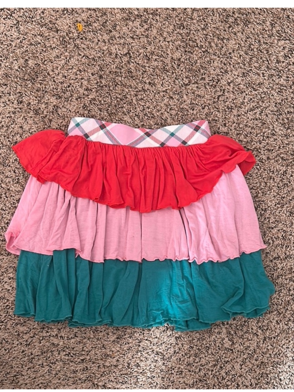Wildflowers Pinkberry Plaid gorgeous girls 6 Multi tiered soft & pretty skirt